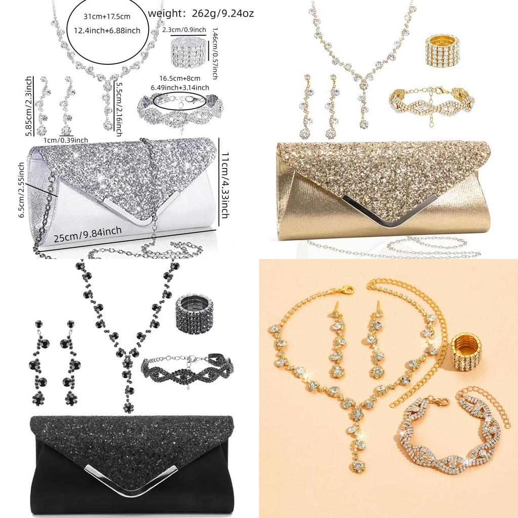 Minimalist European Style Jewelry Set With Water Diamond Embellishments For Women