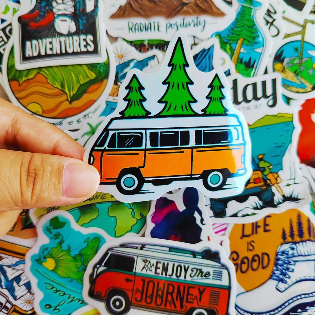 50 PCS The Wild Camping Stickers ,Vinyl Stickers for Laptop Skateboard Luggage Decal Motorcycle Bicycle