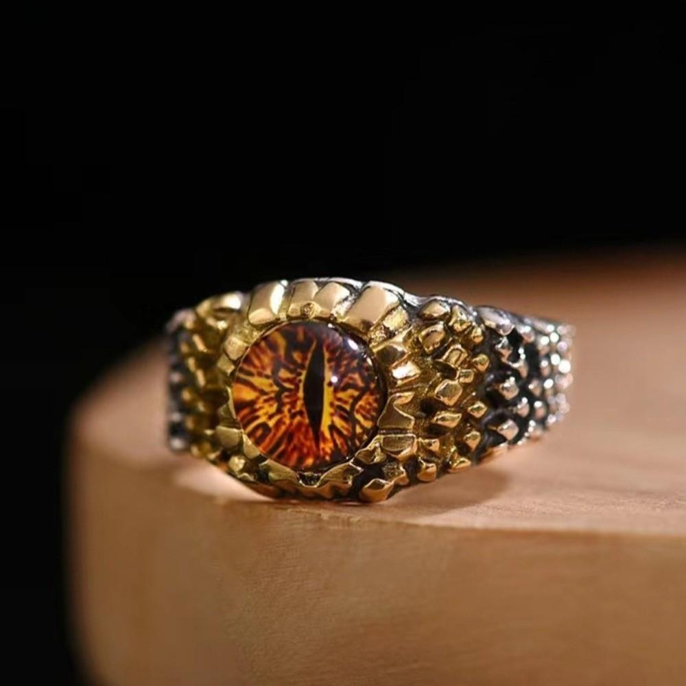 Zinc Zinc Alloy Copper Devil's Eye Ring Vintage Opening Finger Ring Glaze Luxury Ring  Clothes Accessories