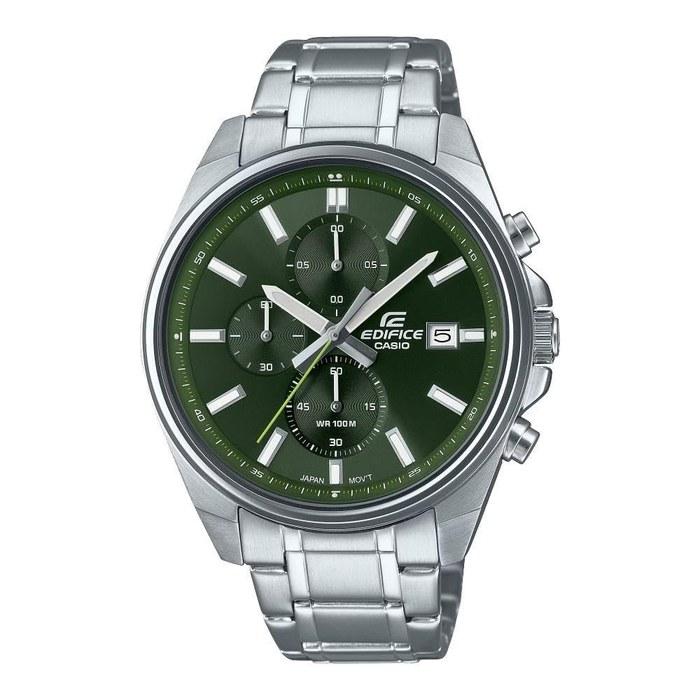 Casio Men s Watch Edifice Chronograph Green Dial Stainless Steel Band EFV-610D-3CVUDF, Green