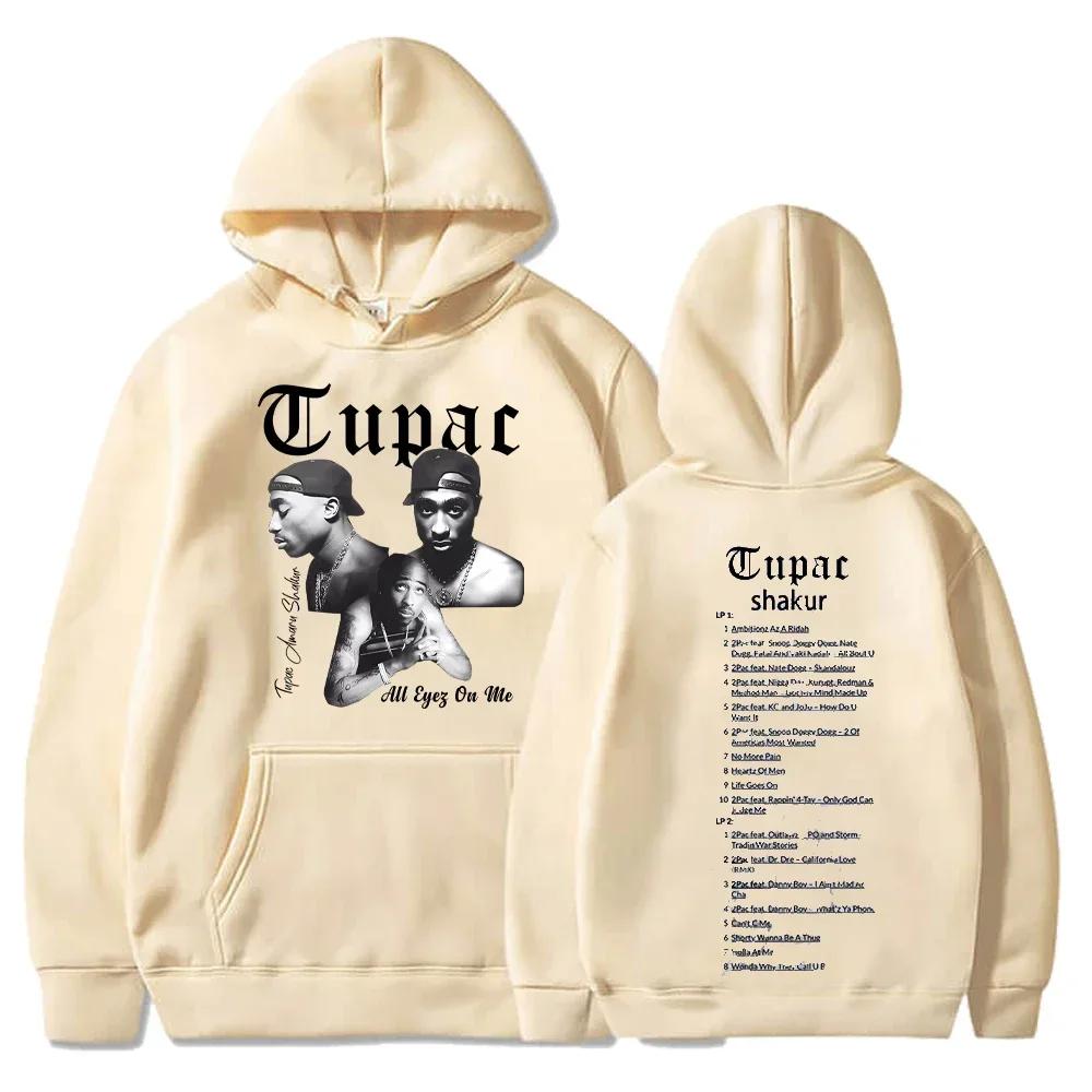 Felpa con Cappuccio Tupac Shakur Uomo Donna Stampa Grafica All Eyez on Me Felpa con Cappuccio Hip Hop Rapper Ritratto Pullover Streetwear Felpa Casual per Fan Regalo