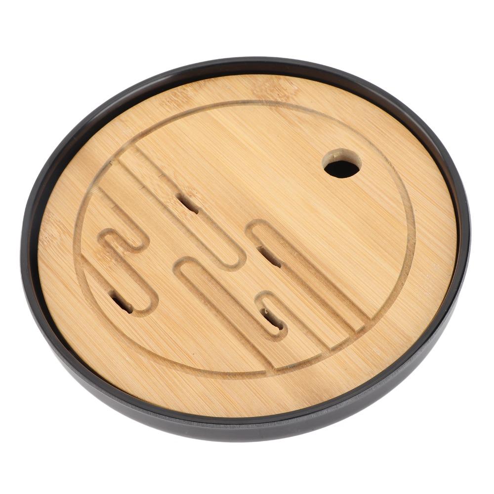 Black Color Bamboo Tea Tray Round Shape Kungfu Tea Tray Home Decor Round Tea Tray  Tea Accessories