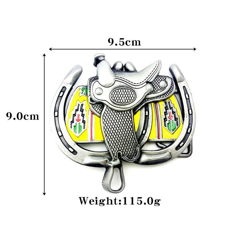 Western Cowboy Zinc Alloy Saddle Belt Buckle - Large, Fashionable, Smooth, Unique Design