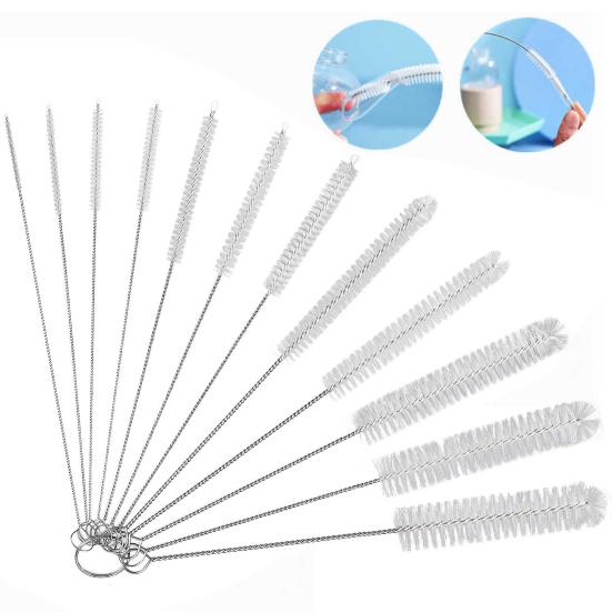 iBasingo Set di 10/20 spazzole per la pulizia della cannuccia per bottiglie di catetere acqua tazza in nylon per fischietti in acciaio inox