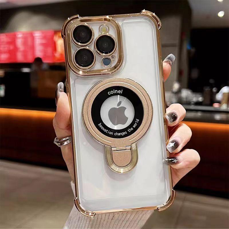 Für Apple 17promax Vier-Ecken-Sturzschutz Handyhülle für IPhone16 Ständer 15 Galvanisiertes Acryl Zwei-in-Eins