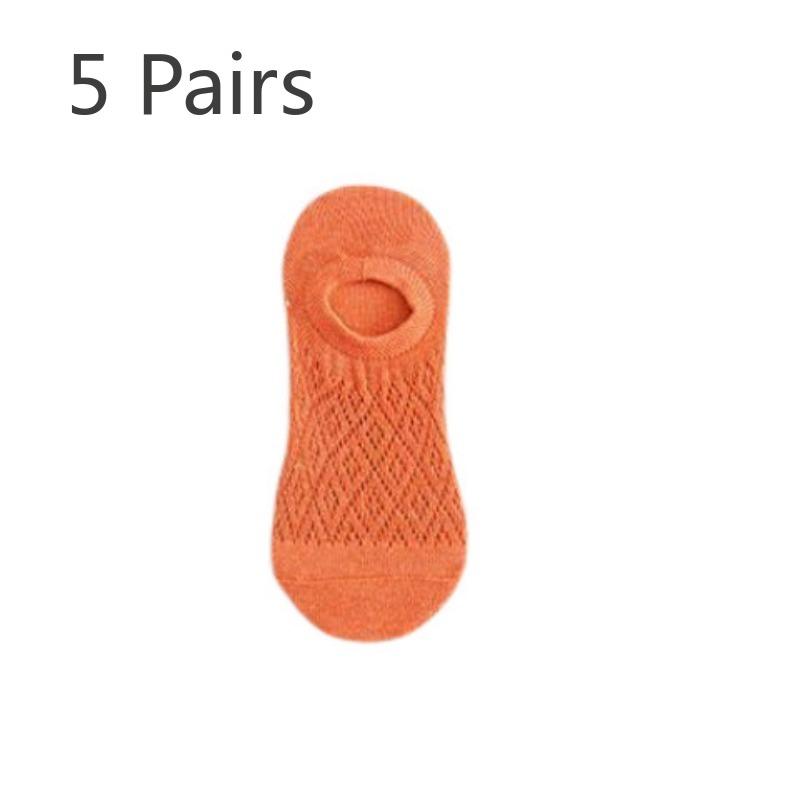 

5 пар женских летних тонких дышащих нескользящих носков с пяткой 5 Pairs оранжевый