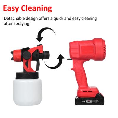 Cordless Paint Sprayer for 21V Battery Electric Paint Spraying Machine with 4 Nozzles & 3 Patterns