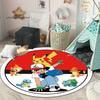 Tappeto rotondo carino dei cartoni animati Pokémon, tappeto per camera da letto e soggiorno, tappetino per sedia girevole per stanza dei bambini e sala giochi, tappetino per divano per il tempo libero Q0