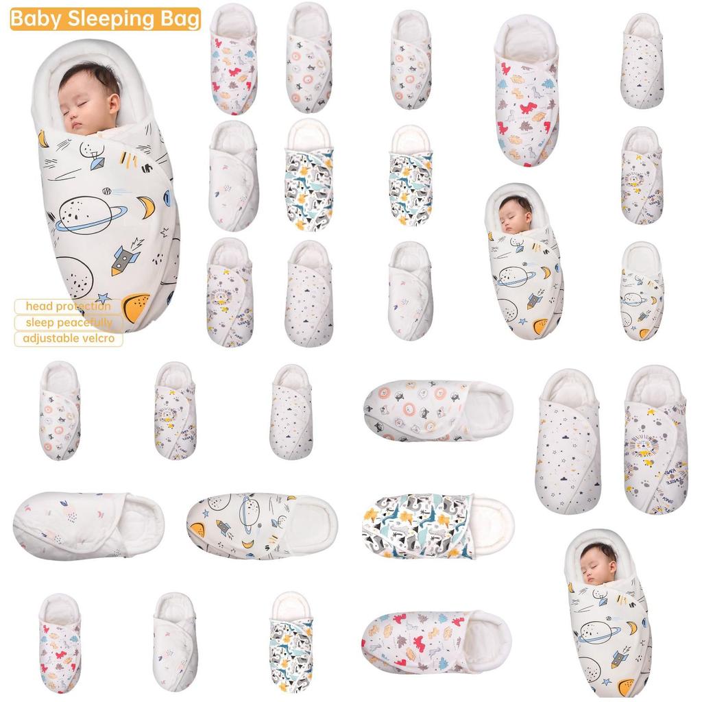 Babyschlafsack aus reiner Baumwolle mit Kopf- und Nackenschutz für Neugeborene, Dinosaurier-Print