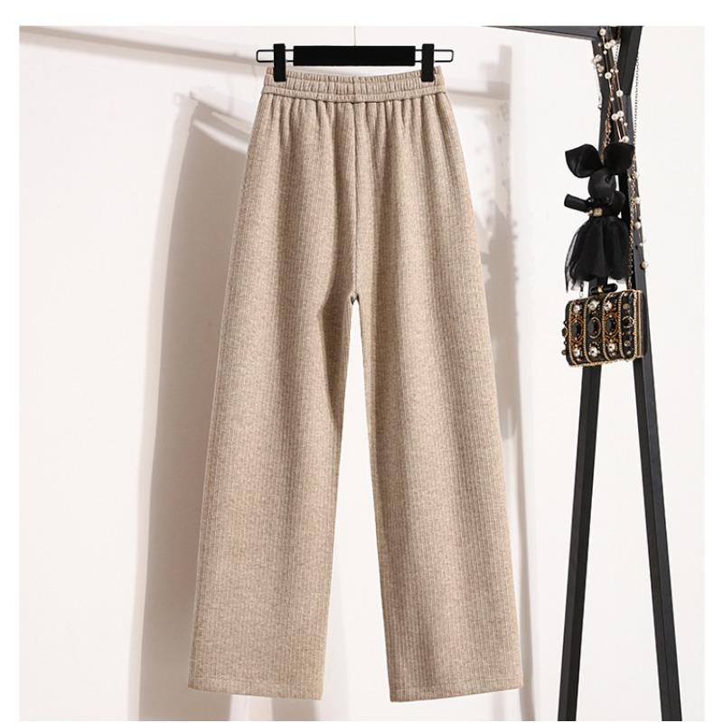 DIMANAF Plus Size Women Long Pants Thick Knitted Loose Casual Elastic Waist Lady Winter Autumn 2025