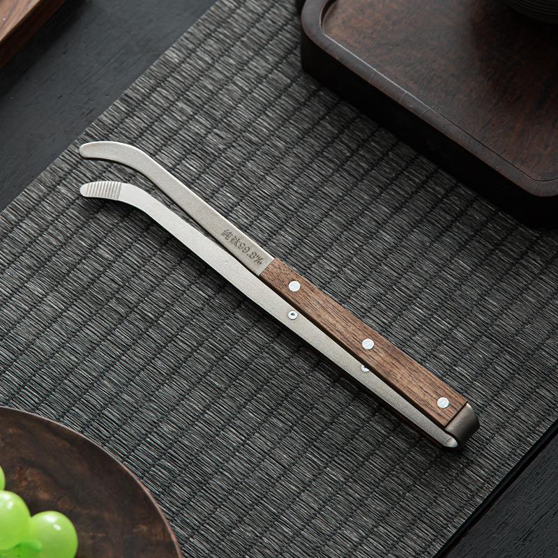 1PC Pure Titanium Tea Tongs, Heat-resistant Household Ebony Gongfu Tea Set Accessories Cup Tongs