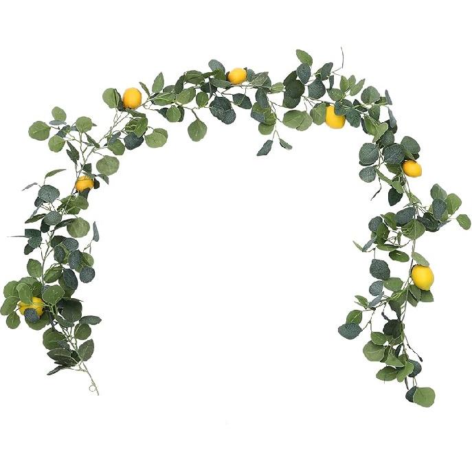 IUIBMI 6 Feet Artificial Lemon Garlands Spring Fruit Garland with Lemons Artificial Lemons Vines Garland for Front Door Home Kitchen Party Wedding