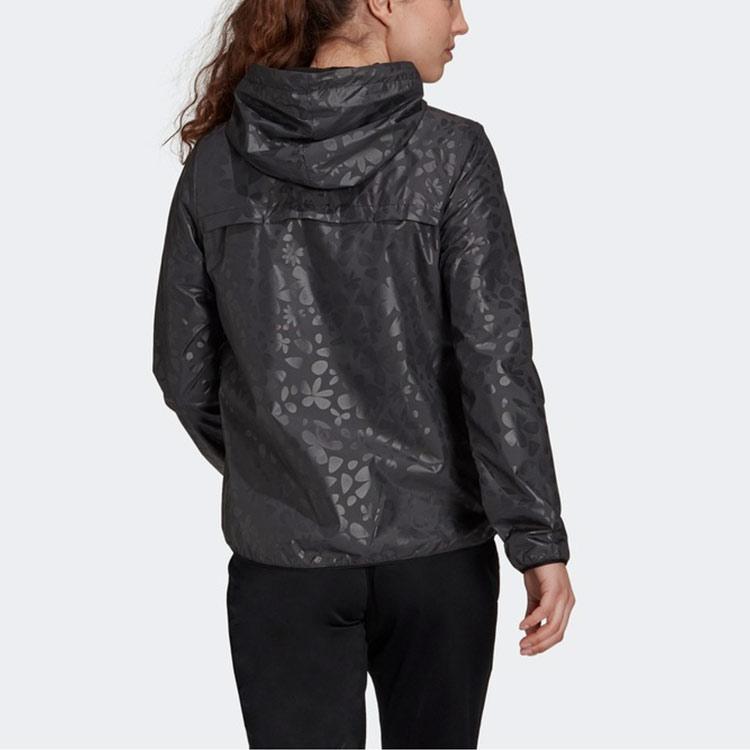 adidas Giacca con Cappuccio e Zip Tessuto Solido con Logo Donna Capispalla Nero GQ0616