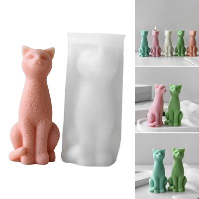 Flexible Silicone Mold 3D Sitting Cats Candle Molds Scented Aromatherapys Making Mould Handmade Desk Ornament Mould