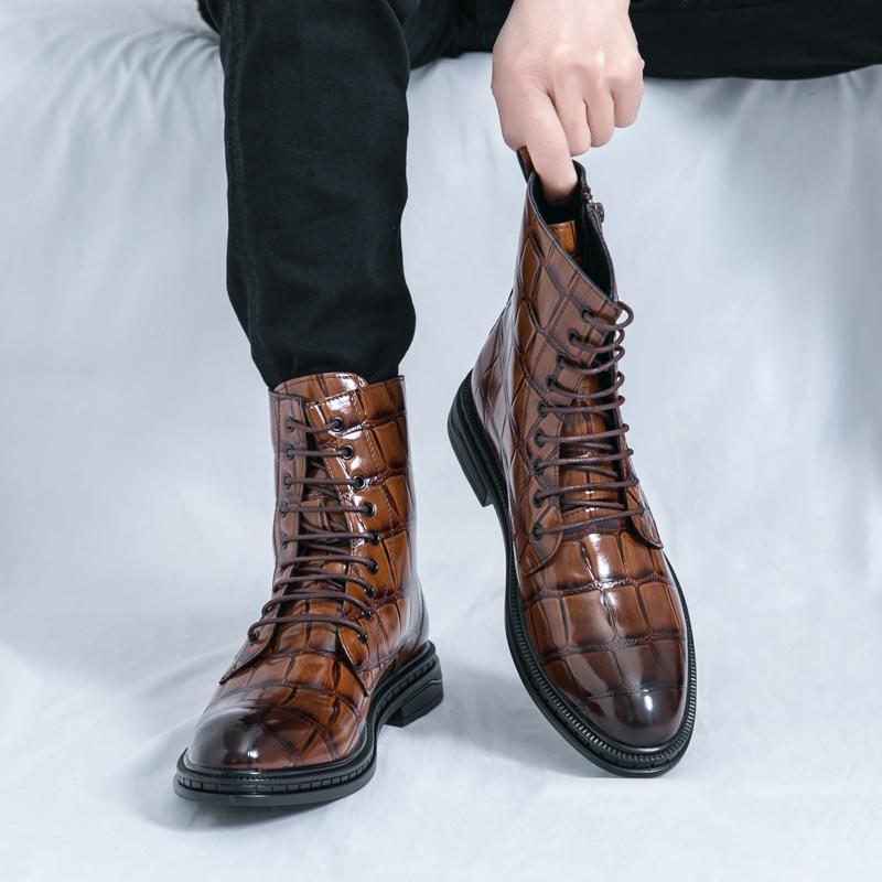 Mode Klassische Herren Chelsea Boots Schwarz und Braun Herren Schnürstiefel Business Büro Markenstiefel Ritterstiefel Größen 38-45 Herrenstiefel