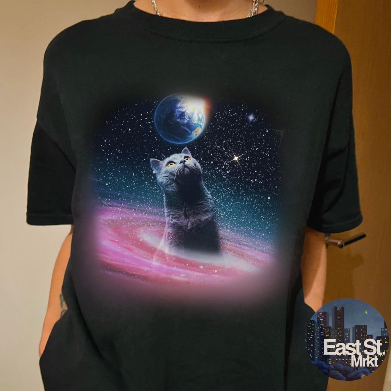 Solar System Cat T-Shirt: Funny Vintage Style Space Tee 2XL