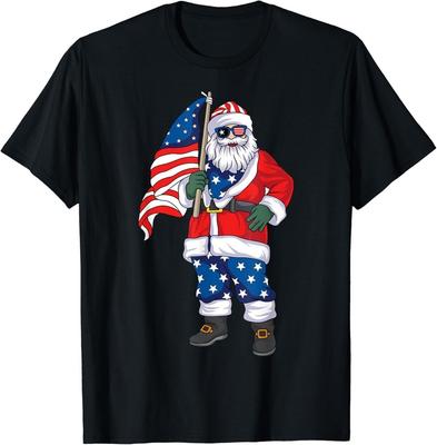 Patriotischer Weihnachtsmann Amerikanische Weihnachten 4. Juli Weihnachtsmann Geschenk Unisex T-Shirt