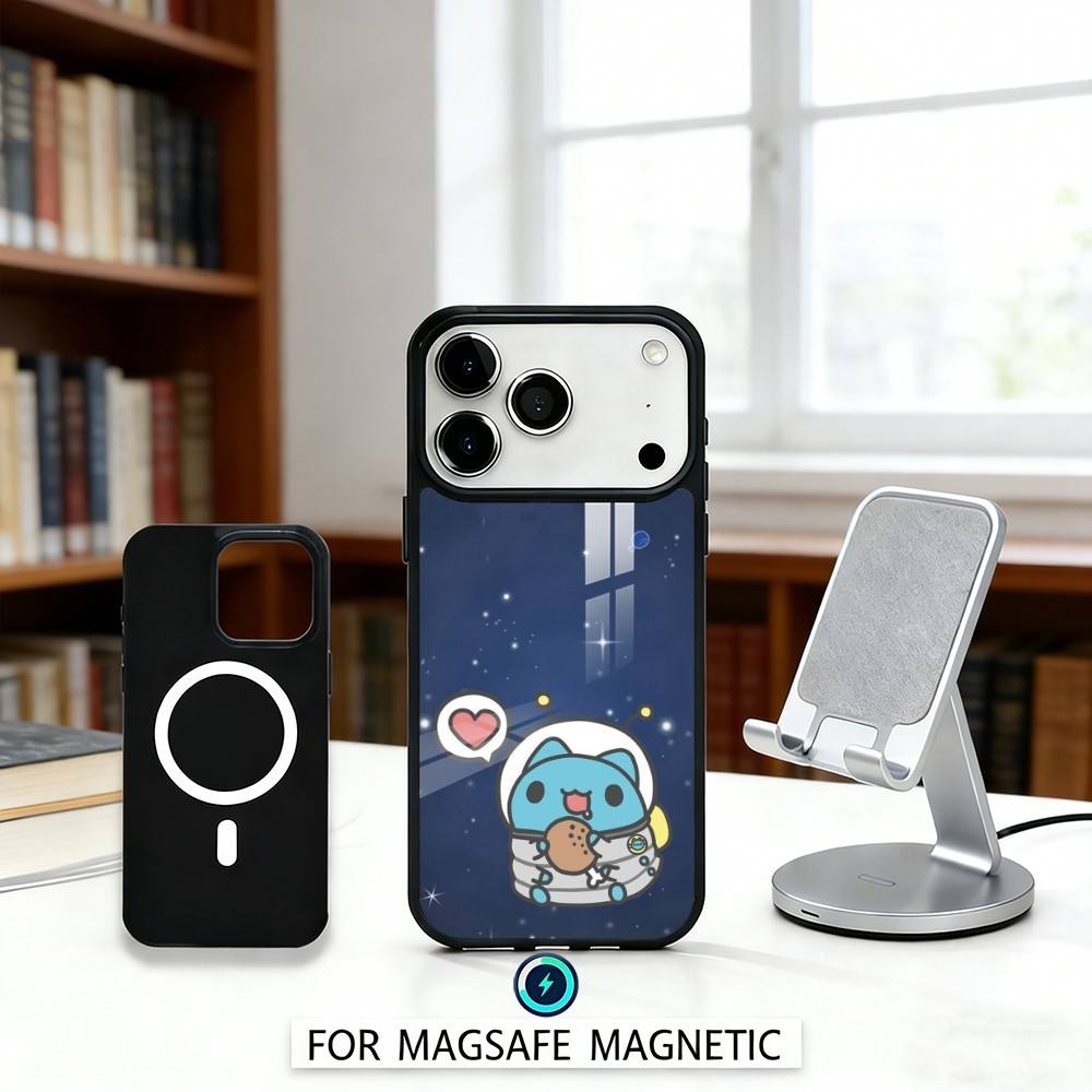 Fluffy-Cat B-Bugcat C-Capoo Phone Case Magnetic For iPhone17 16 15 14 13 12 Pro Max For Magsafe Wireless Charging Cover