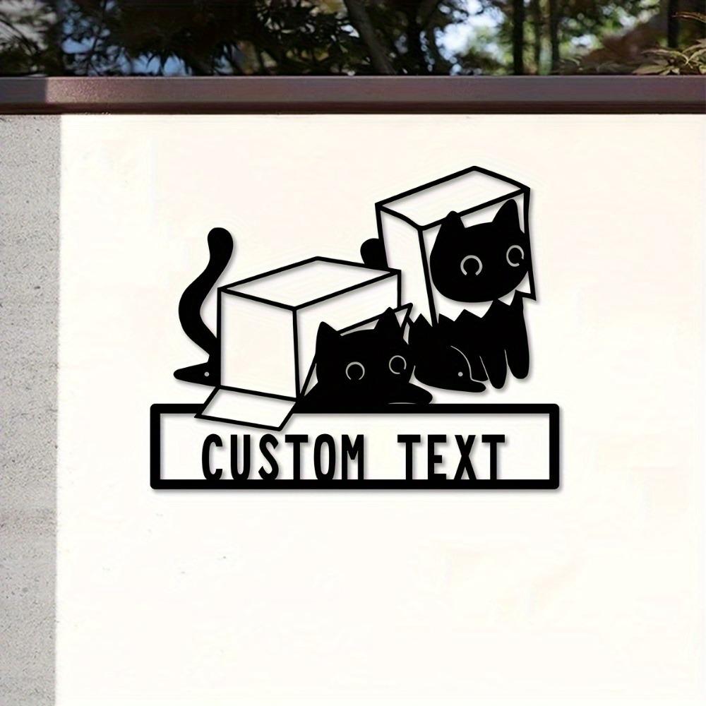 Personalized Metal Cat Wall Art Custom Family Name Sign Rustic Home Decor Housewarming Gift