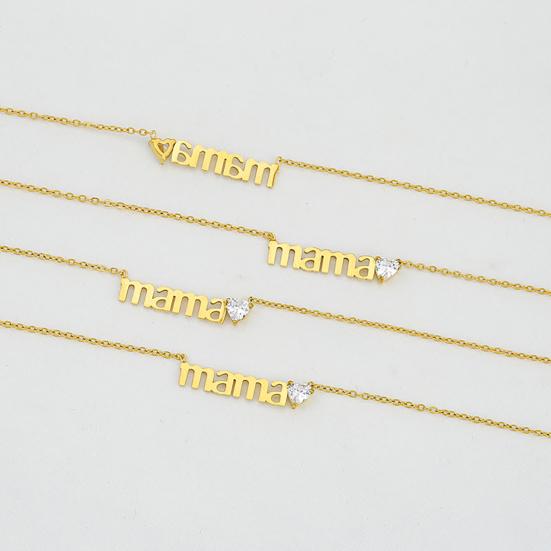 Mama Pendant Necklace Sparkling Cubic Zirconia Heart Necklace Women Elegant Necklace Mother's Day or Birthday Gift for Mom