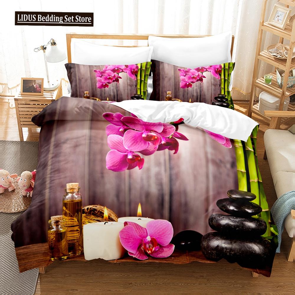 Flowers Bedding Set Colourful Flower Plant Duvet Cover Set King Queen Full Size For Kids Women Girls Polyester Comforter Cover
