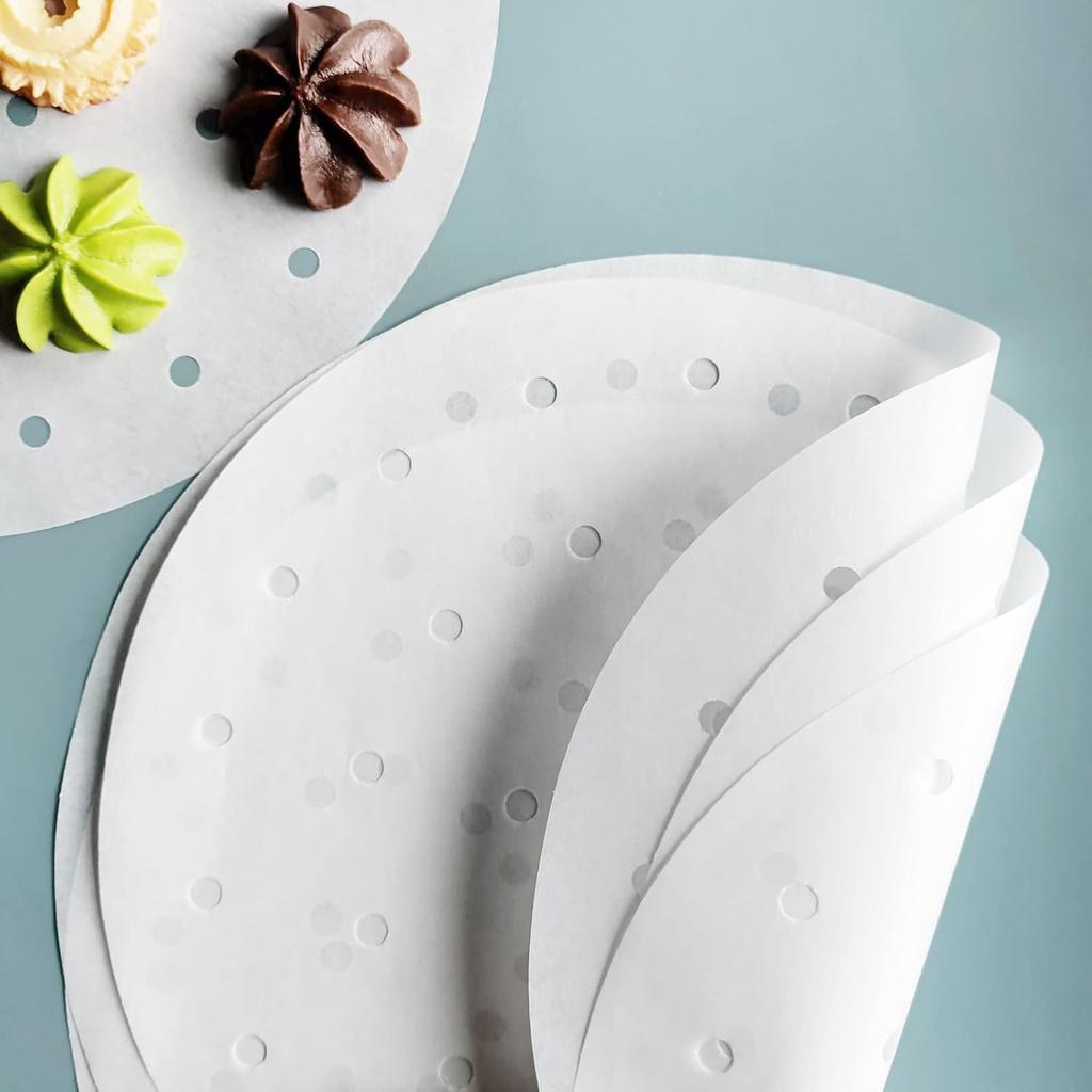 150 PCS Bamboo Steamer Liners, Round Air Fryer Parchment Paper with Holes, 10 Inches Anti-Stick Steamer Liner, White Steamer Paper