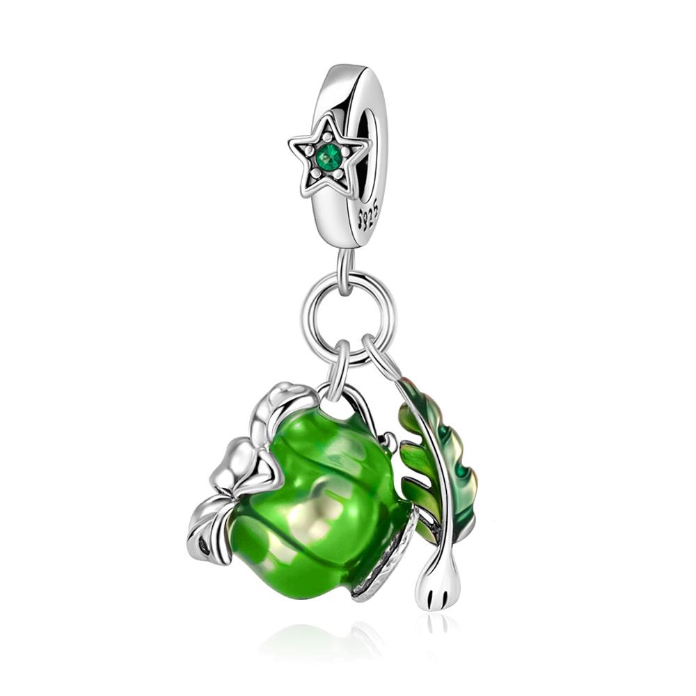 Kupfer Original Grüne Serie Niedlicher Frosch Regenschirm Anhänger Perle Liebe Anhänger Passend für Armband Schmuck Geschenk Herstellung