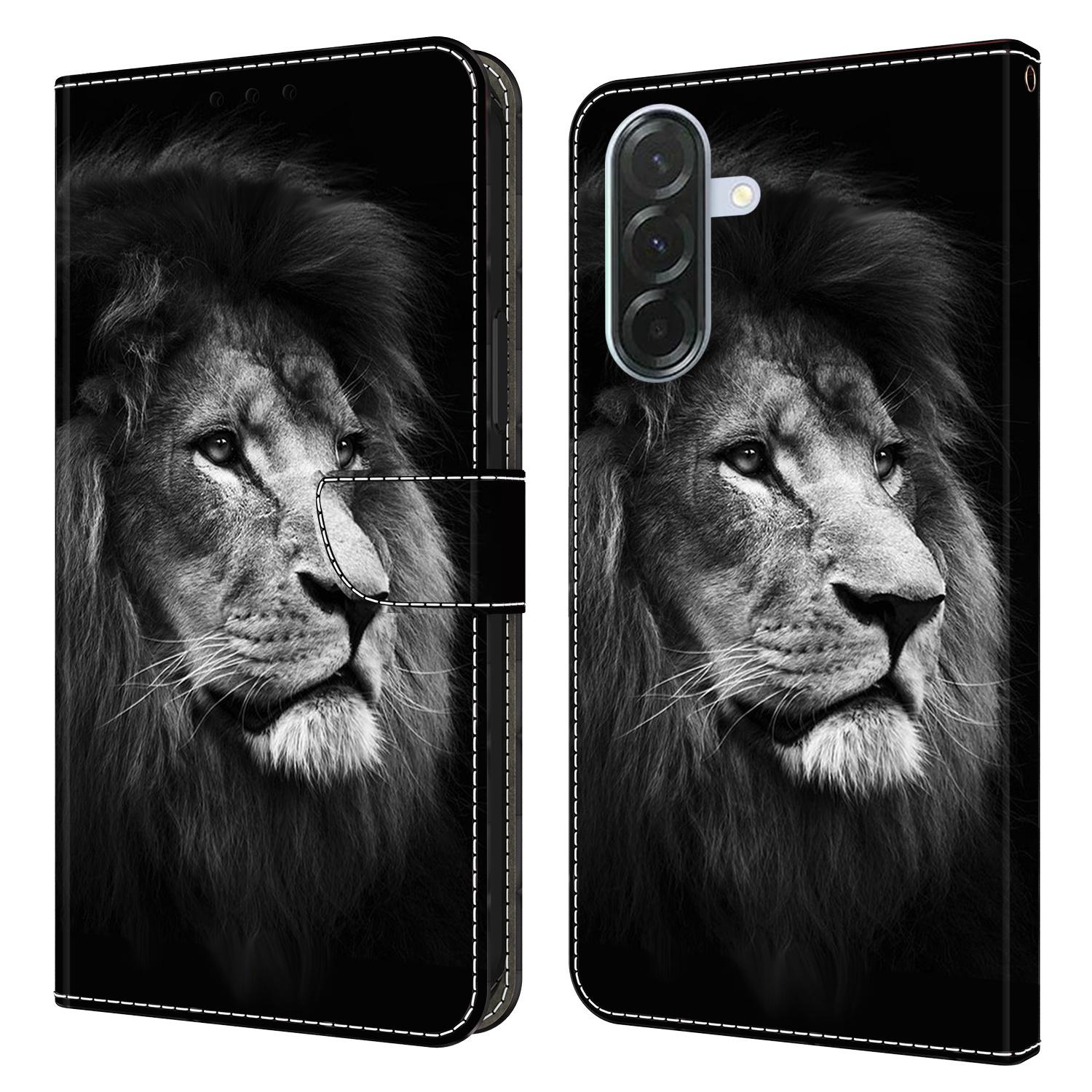 

For Samsung Galaxy A16 5G/A16 4G Wallet Case Pattern Printing Stand Leather Flip Phone Cover Lion