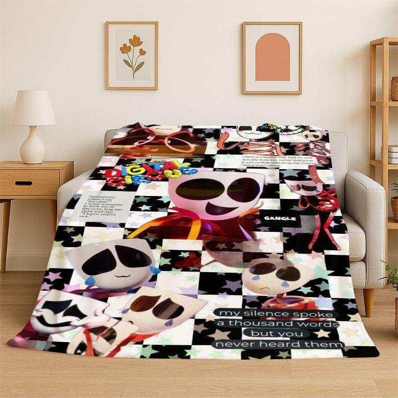 Cartoon Amizing Digtal Circus Pomni Soft Flannel Throw Blanket,Cozy Blanket for Bed,Couch,Sofa,Bedroom,Living Room,Picnic kid 75x90cm