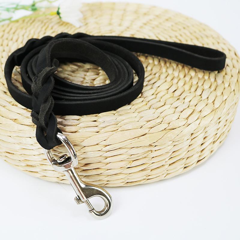 1.2-2.1m Dogs Leads with Hook Genuine Leather Leash Pet Walking Training Brown Black Colors for Medium Pet Shepherd Greyhound