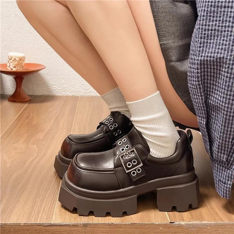 Vintage Black Women's Flat Shoes 2025 New Spring Autumn Versatile Skirt Mary Jane Shoes Round Toe EVA Sole Microfiber Leather