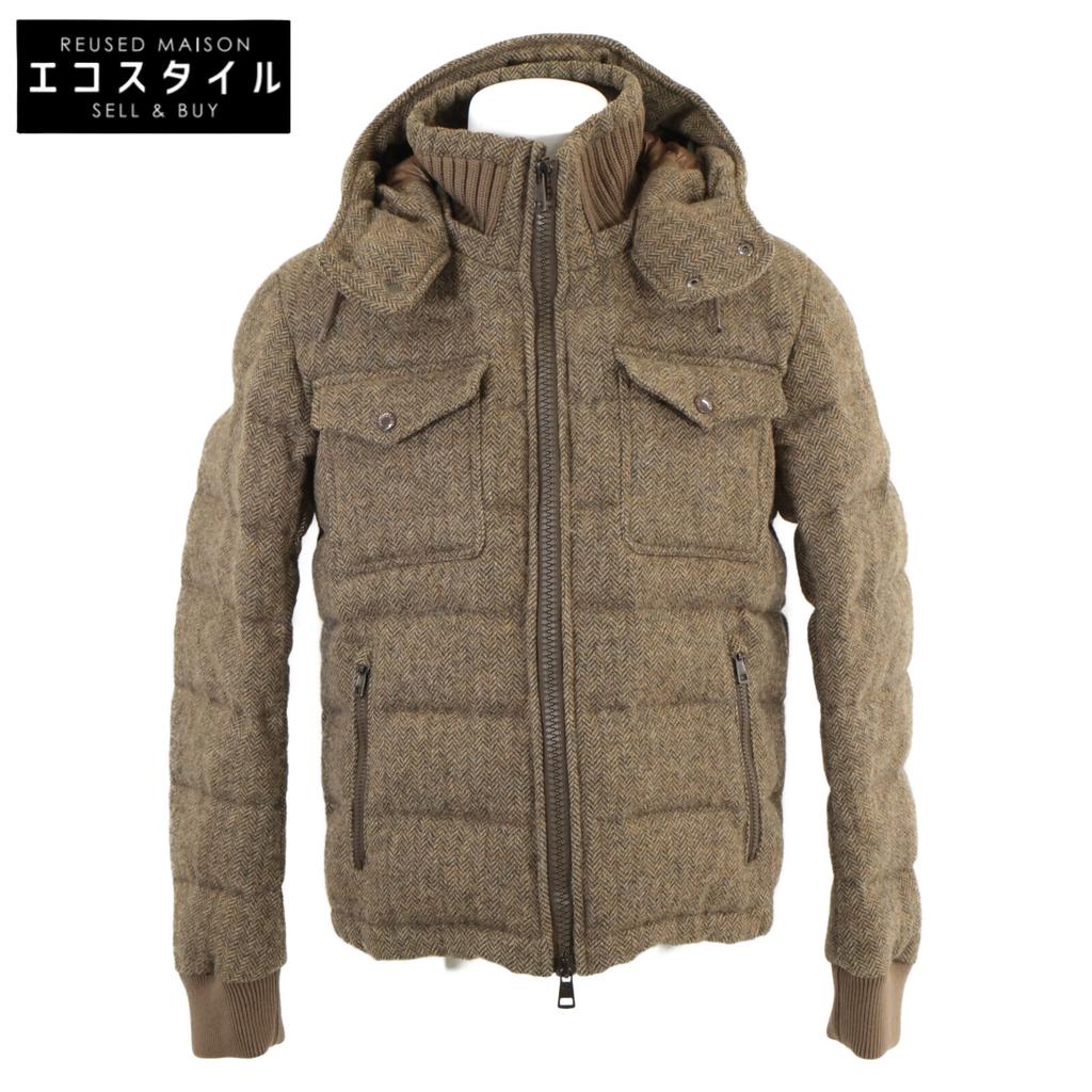 Moncler FLORIAN Florian Herringbone Hooded Down Jacket 2 BrownUsed