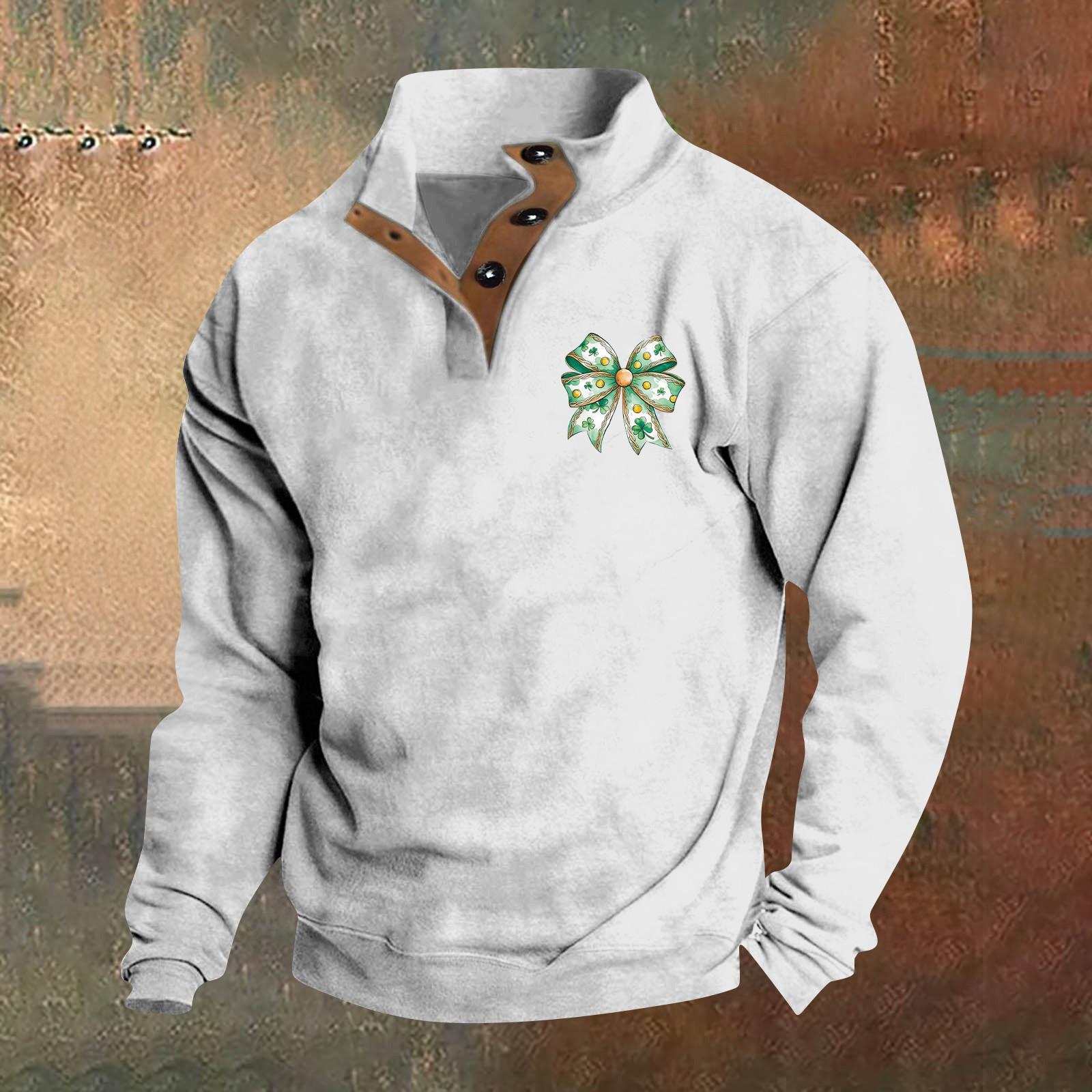 

Чоловічий пуловер з принтом на День Святого Валентина з довгим рукавом і круглим вирізом, парний світшот XL білий