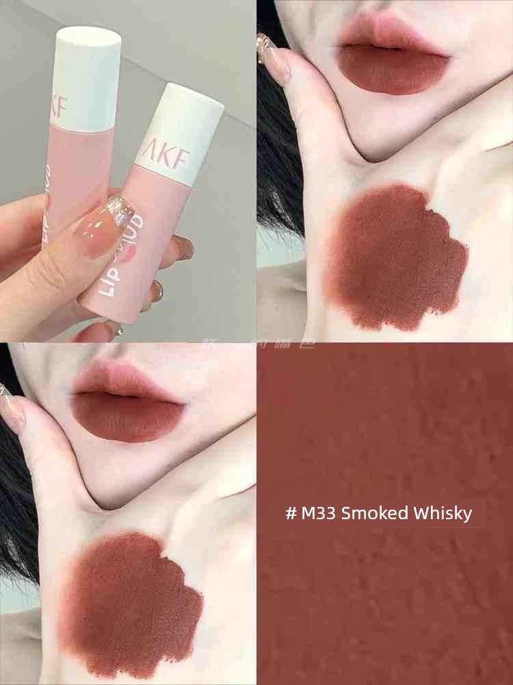 Olive Skin Perfect Match~Akf Lip Mud M28 Low-Key and Smoky Taro Purple Plum Color Matte Lipstick Lip Gloss