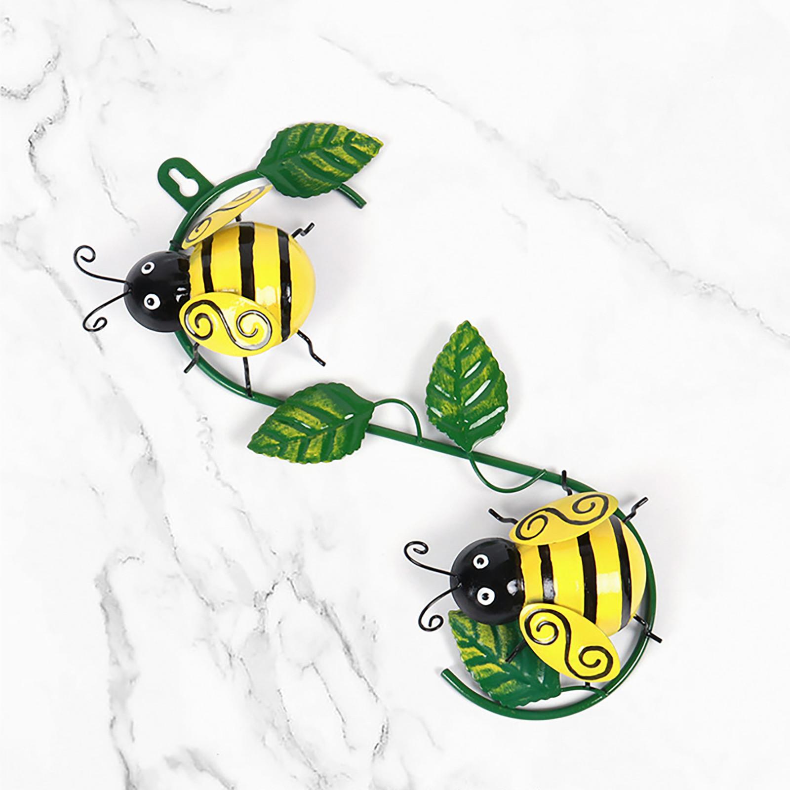 Садовый металлический шмель, божья коровка, украшение для улицы, настенное искусство 30x5x15cm жёлтый