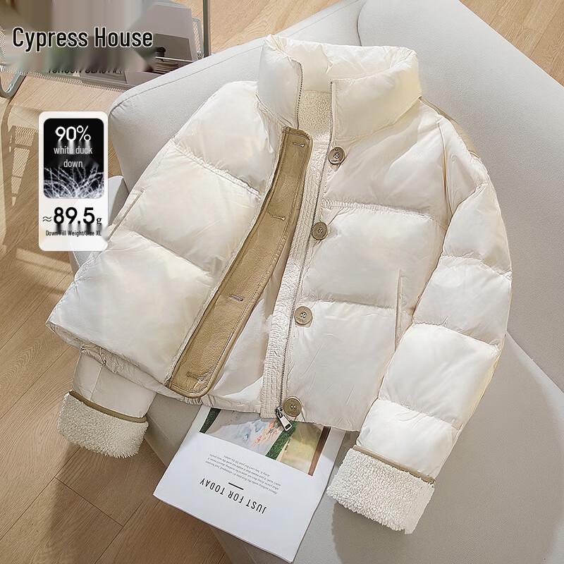 

Women s French Style Color Block 90% Down Stand Collar Jacket XL