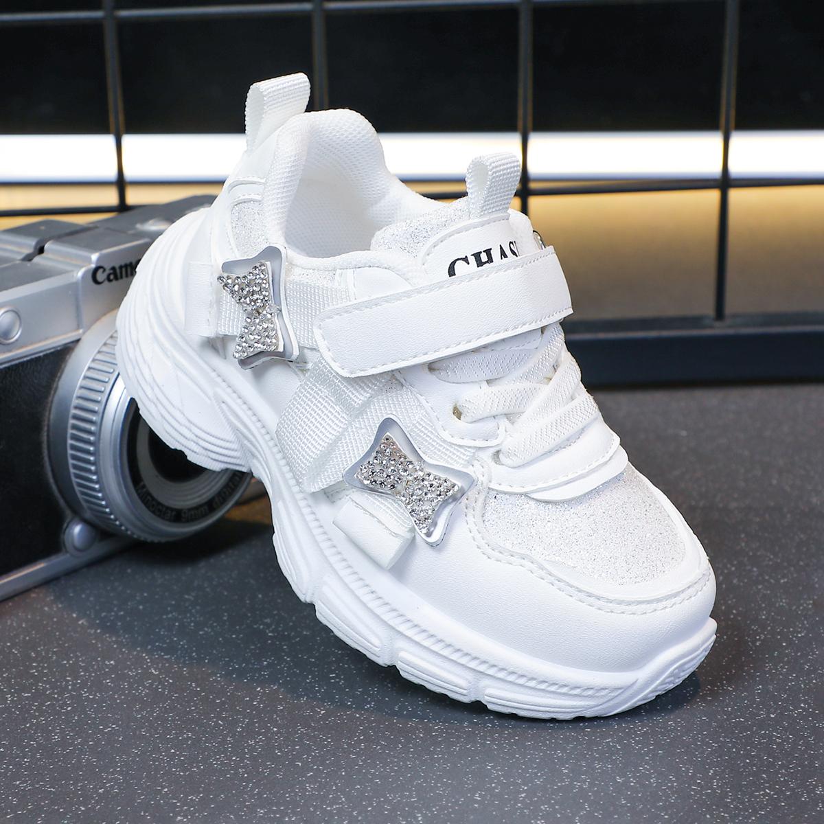 

Fashionable Casual Shoes for Boys and Girls, Comfortable Sneakers with Velcro and Sequins, Solid Children s Shoes 20