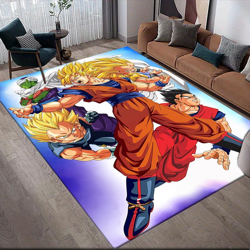 Dragon Ball Goku Square Area Rug, Non-Slip Floor Mat for Living Room, Perfect Gift for Goku Fans