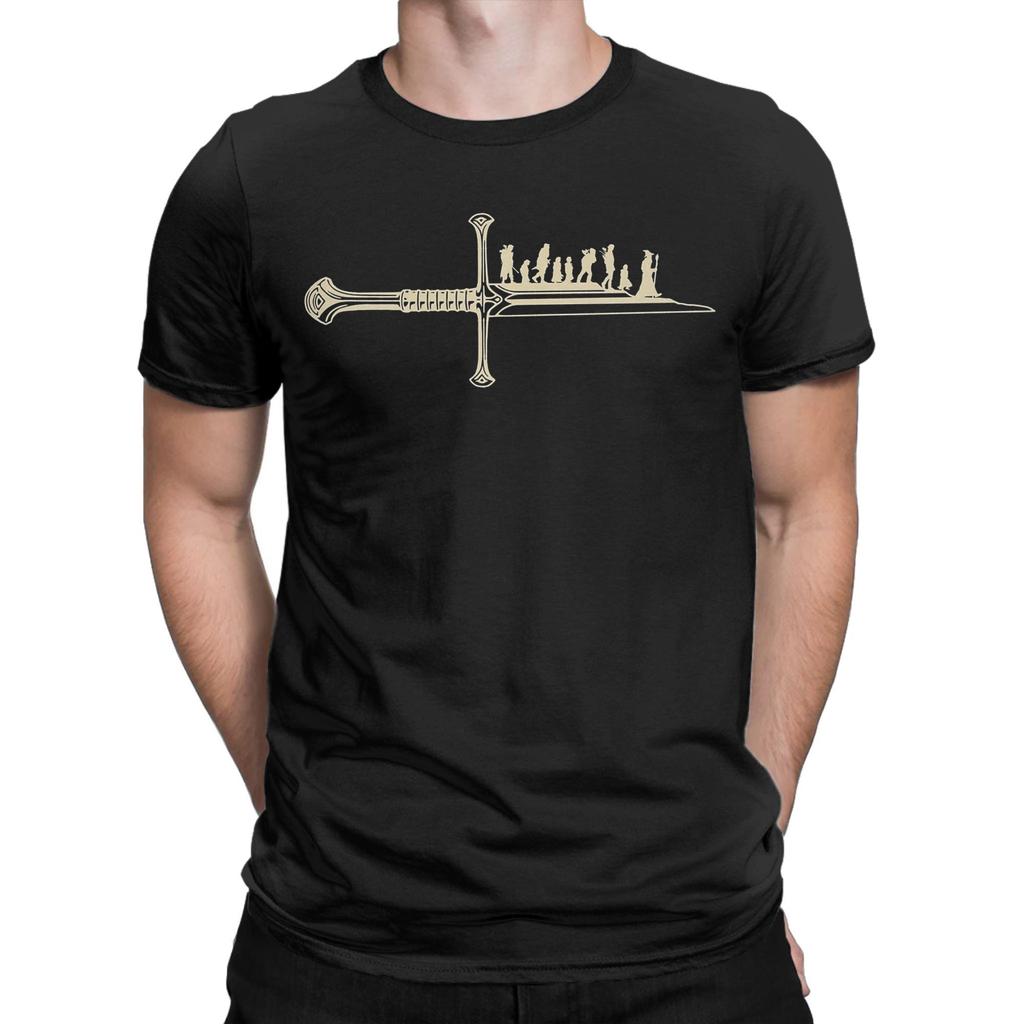 Men T-Shirt The Fellowship of the King Ivory L-Lords Of The R-Rings Cotton Tees Short Sleeve  T Shirt Round Neck Tops Graphic