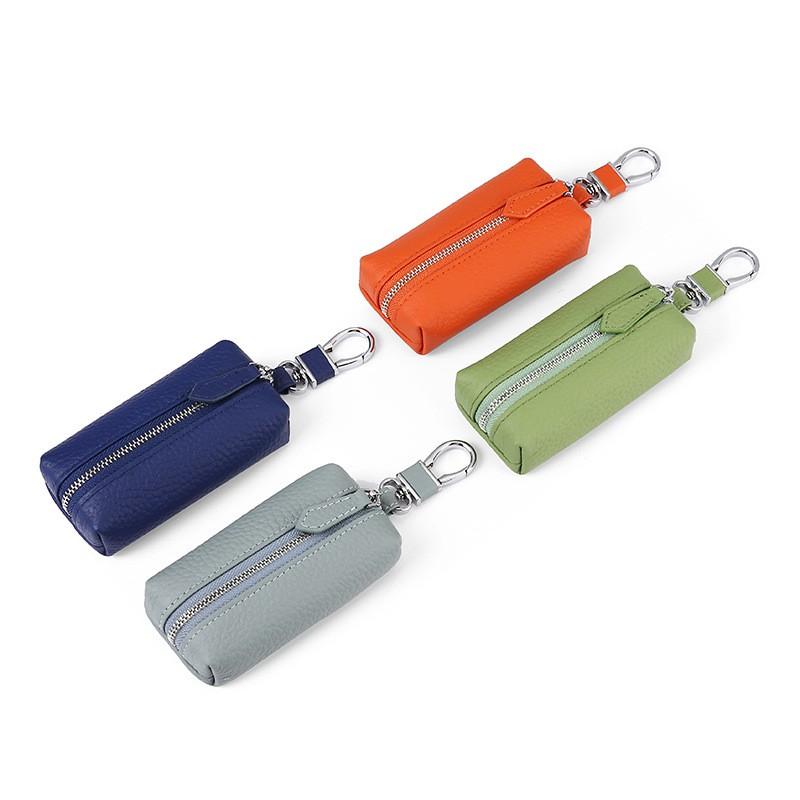 Genuine Leather Key Case With Zipper Pocket Car Keys Stylish Waist Clip Holder In Multiple Colors