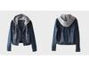 2024 Women's Slim Hooded Denim Jacket - Japanese & Korean Style, Long-Sleeved Short Spring & Autumn Coat