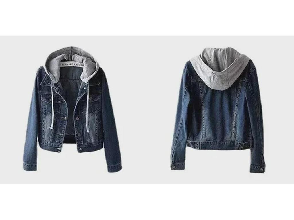 2024 Women's Slim Hooded Denim Jacket - Japanese & Korean Style, Long-Sleeved Short Spring & Autumn Coat