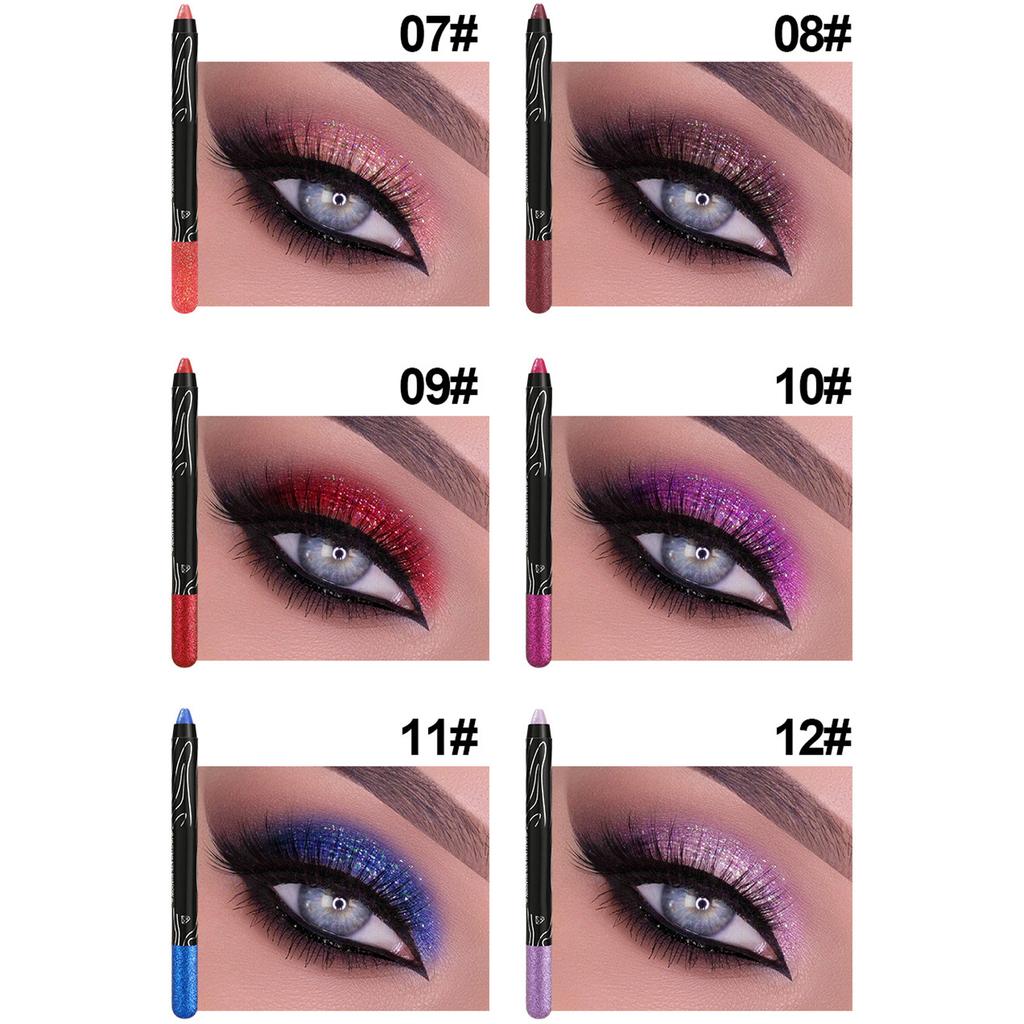 Pearlescent Eyeshadow Pen Creamy Glitter Stick Waterproof Smudge Proof Long Wearing Eye Makeup for Metallic Shimmer and Sequin Effects