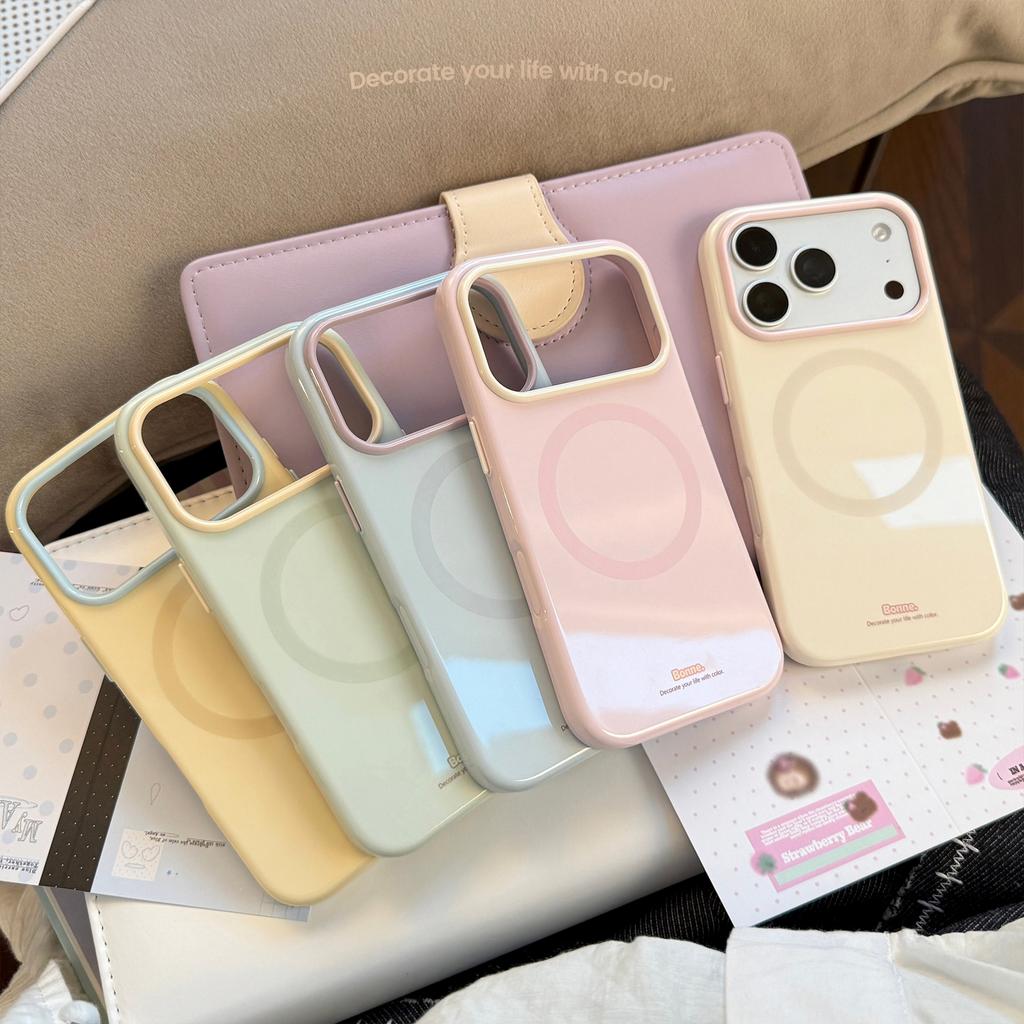 Niche Minimalist Magnetic Case Suitable for Apple 17 Pro Max, iPhone 16, Korean Style Ins Soft Case for 15, Macaron Color