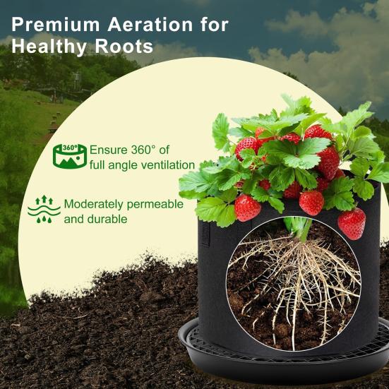 Yousheng 4 Pcs Self-Watering Fabric Pot Base Auto-Irrigation Plant Saucer Breathable Planter Base for 5 Gallon Grow Bag Prevent Plant Rot