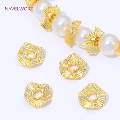 6/8/10MM Brass Flat Round Metal Spacer Beads 18K Gold Plated Wave Beads Separator,For DIY Necklace Earring Making Accessories
