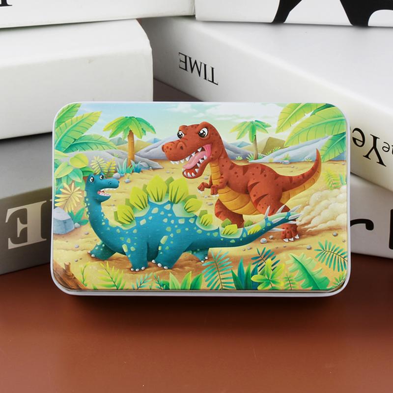 60pcs Jigsaw Cartoon Puzzle With Metal Box, Children's Early Education Animal Vehicle Puzzle, Parent-Child Interaction Game