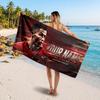 Cristiano Ronaldo Custom Beach Towel, Personalized Name Text Print, Football Logo Soft Quick‑Dry Towel Holiday Gift