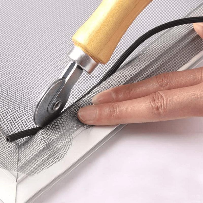 Langlebiges Hand-Spline-Rollwerkzeug mit Holzgriff und Stahlrädern für Doppelglasfenster- und Insektenschutztürinstallationen, einfache Klebstoffanwendung