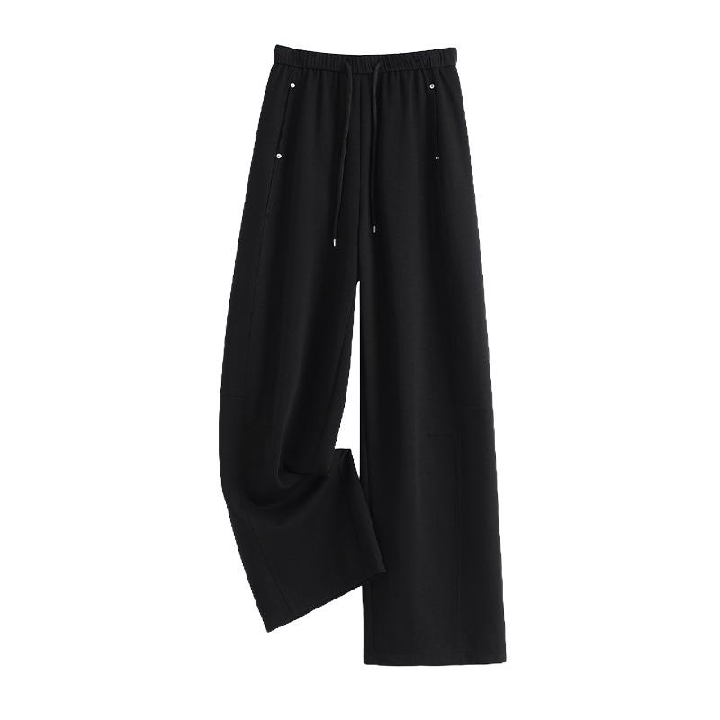 

Women s High-Waisted Wide Leg Sweatpants - Korean Style, Spring/Summer 2026, Solid Color, Slimming Curve Design M (45-52 kg) чёрный